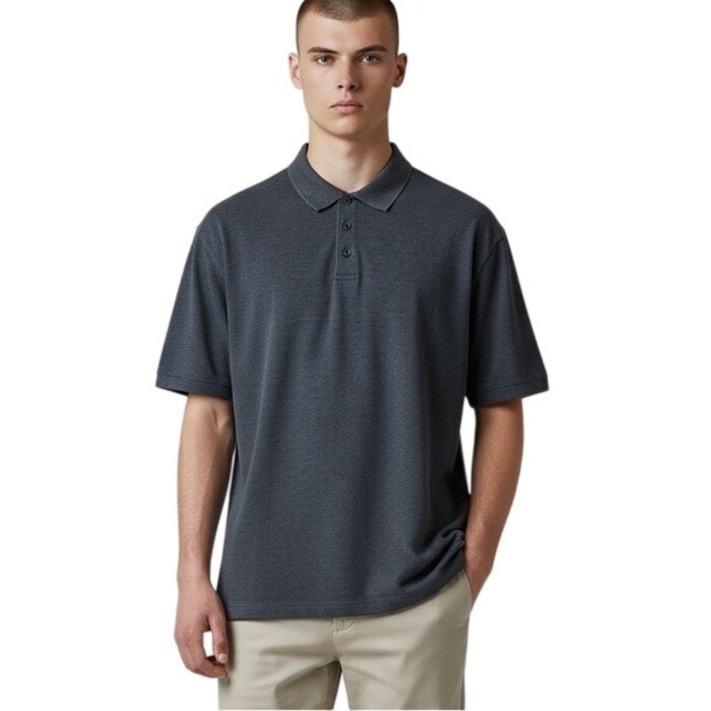 Lucky Brand Charcoal‎ Grey Venice Burnout Polo Shirt XL